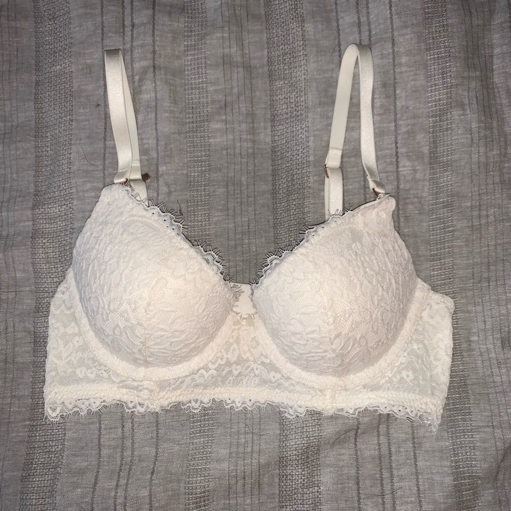 Aerie Real Power Eyelash Lace Plunge Push Up Bra